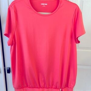 Lands End Peach/Coral Short Sleeve Blouse Sz L